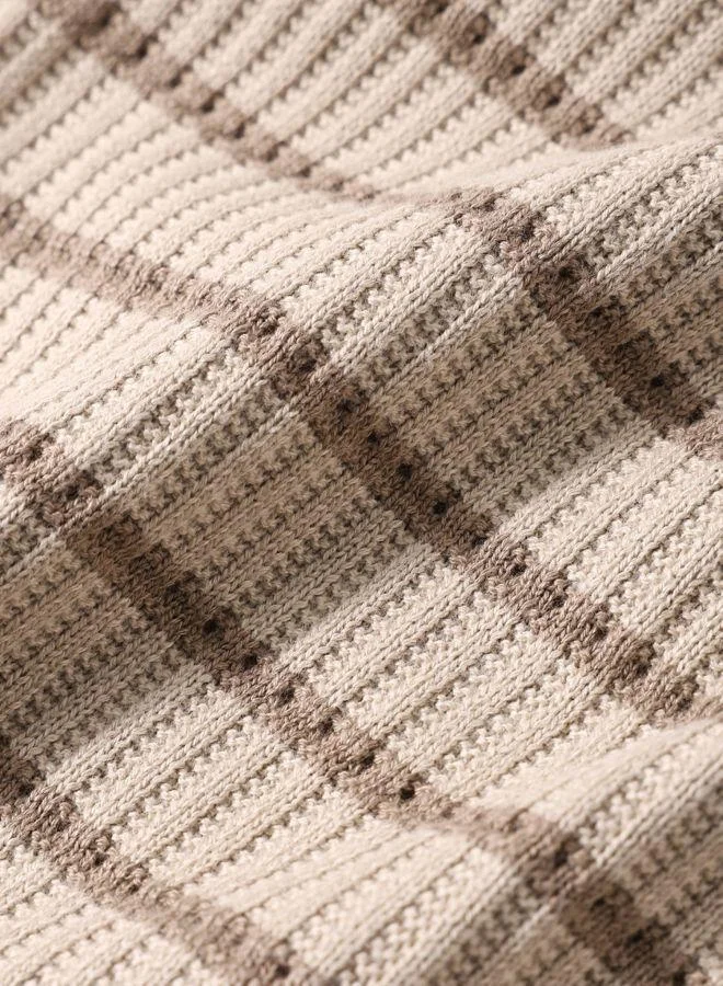 The Indian Garage Co Men Oversized Fit Textured Crew Neck Half Sleeves T-Shirt